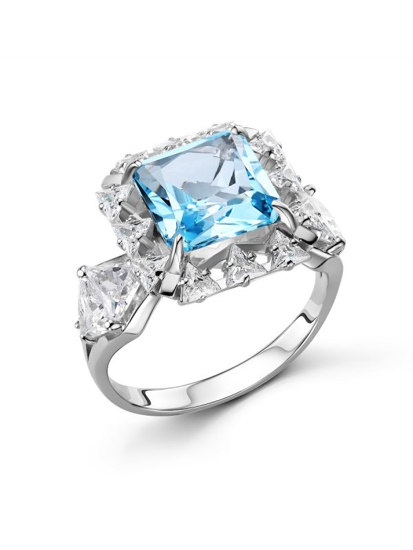 Кольцо ОТРАЖЕНИЕ ДУШИ ЖИВОЙ КАМЕНЬ  серебро с топазом и фианитами