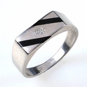 Кольцо ПЕЧАТКА серебро с фианитом и эмалью