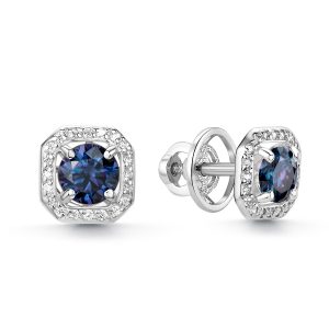 Серьги СИЯНИЕ ПОЛУНОЧИ серебро смуассанитом и фманитом С-2452рс1615600