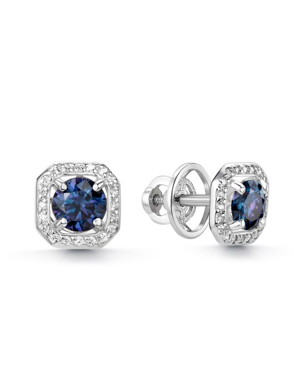 Серьги СИЯНИЕ ПОЛУНОЧИ серебро смуассанитом и фманитом С-2452рс1615600